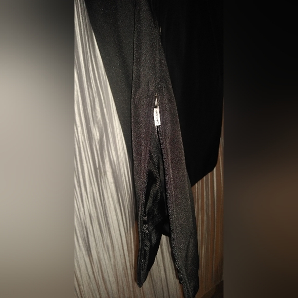 Calvin Klein black 2 way zip dress coat with side slits size large - Picture 3 of 4